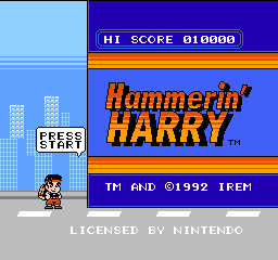 Hammerin' Harry title screen for NES